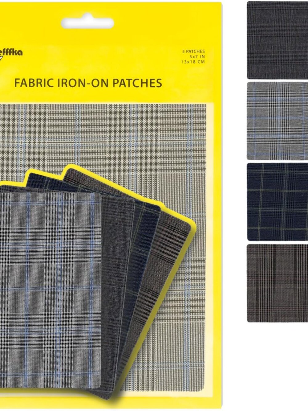 ZEFFFKA Premium Quality Large Plaid Tartan Fabric Iron-on Patches Inside & Outsi